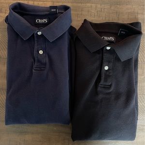M's 2 CHAPS ShortSleeve Polo Shirts|NavyBlue(worn2x) & Black(never worn)|Size L